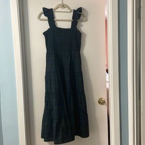 J Crew Cotton-blend poplin smocked tiered midi dress